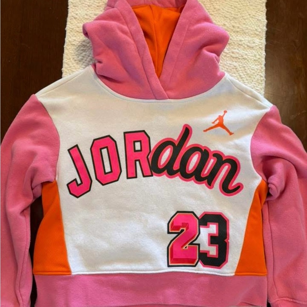 Jordan Kids' Colorful Hoodie in Pink, Orange, and White